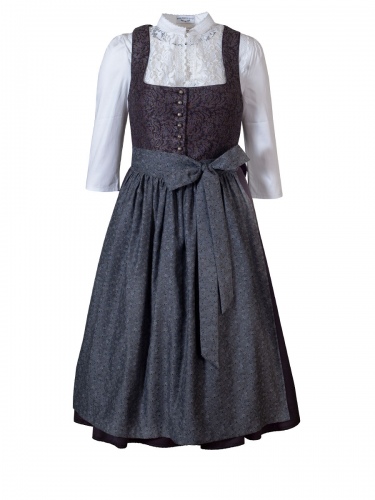 Anno Domini Dirndl Mathilde, grau-schwarz, mit Schoßerl, elegant, 70cm