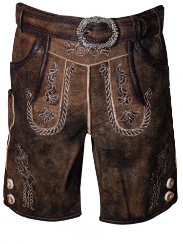 Hammerschmid Zugspitz Lederhose, kurz, braun, mit Gürtel