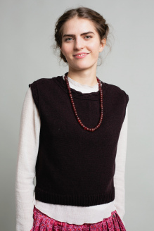 Rockmacherin Ottilie Strick-Pullunder, aubergine, Strickmuster, Oversize